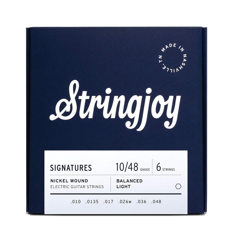 Stringjoy BAL10 Signatures Nickel Wound Guitar Strings, 10-48 Balanced Light Gauge, Electric Guitar Strings for Enhanced Tone, Guitar Strings Electric 6 String Set - Image 1